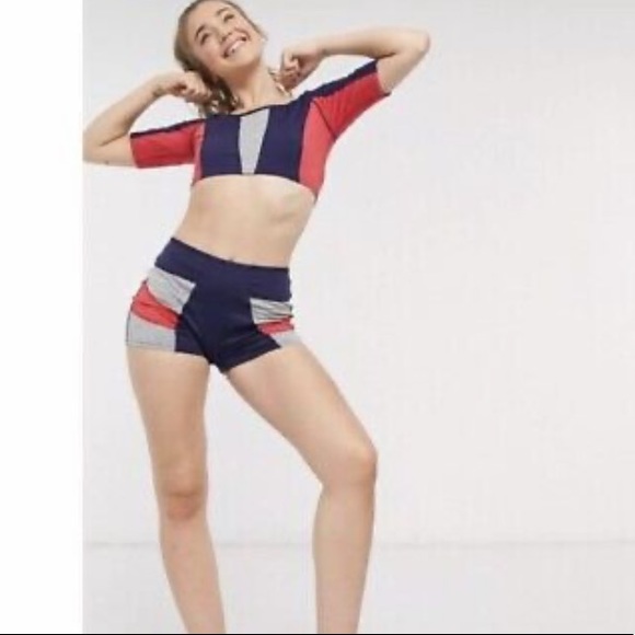 Free People Movement Colorblock 2Pc Set Red/Navy Combo - Picture 4 of 15